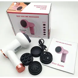 Масажер антицелюлітний ручний для тіла 4 насадки на акумуляторі Deep Rollin Massager - мініатюра 2