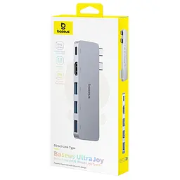 USB-хаб Baseus UltraJoy Series 5-Port HUB Space Сірий (USB-Cx2 to USB-C 40Gbpsx1+HDMI 4K@30Hzx1+USB3.0x3) - мініатюра 2