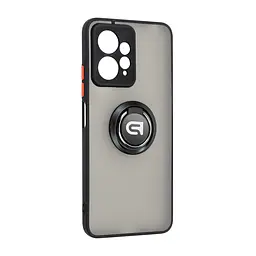 Чехол с кольцом-держателем для Xiaomi Redmi Note 12 4G, Frosted Matte Ring, черный, защитная панель с матовой задней стенкой, противоударный чехол с защитой всего корпуса, TPU + поликарбонат (PC), с защитой камеры, ArmorStandart (ARM68378)