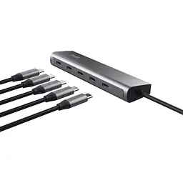 USB-Хаб Trust Halyx USB-C 5xUSB-C , Алюміній, 0.1м, сірий (25136_TRUST) - мініатюра 6