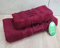 Набір турецьких бамбукових махрових рушників Cestepe 50х90+70х140 Bamboo Grek Bordo - мініатюра 2