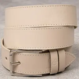Шкіряний ремінь унісекс Grande Pelle 11450 бежевий 120 см