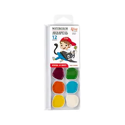 Набір акварельних фарб Cats with a Boy 12 кол. без пензлика ROSA Kids (4823098541516)
