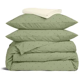 Комплект постільної білизни Cosas Olive CS6 Сімейний оливковий (OliveDots_El180x30-03VanillaCream_160x2)