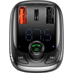 Автомобільний зарядний пристрій Baseus FM Launcher S-13 2USB + Type-C black (CCMT000101) - мініатюра 3