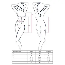 Корсет-сорочка з пажами Passion MADDIE CORSet black L/XL - мініатюра 3