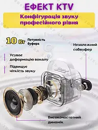 Бездротова колонка караоке з двома мікрофонами RGB підсвічування 5 режимів транслітерації 4 голоси сумісність із 3-ма пристроями 8 - мініатюра 9