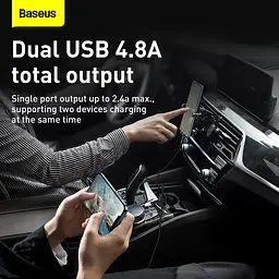 Адаптер автомобільний BASEUS Grain Pro автозарядний 2 USB 4.8 A (CCALLP-01) чорний - мініатюра 5