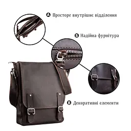 Сумка чоловіча SHVIGEL 11129 із вінтажної шкіри коричнева - мініатюра 4