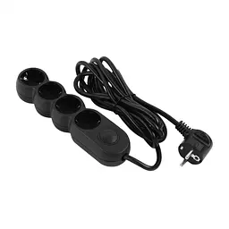Подовжувач мережевий 4 розетки 3 метри 2E Plus Power Extension 4 Type F 3m 10A Black - мініатюра 1