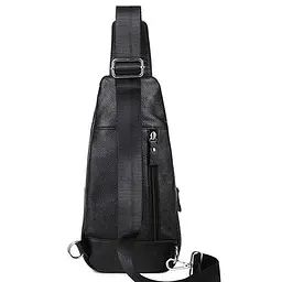 Чоловіча шкіряна сумка-слінг 17х32х7 для роботи та офісу TIDING BAG MK-96303 чорна 18 см - мініатюра 3