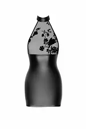 Сукня Noir Handmade F311 Eros, 3XL, black, міні, спідниця під латекс, — сітка, відкрита спина - мініатюра 4