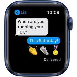 Смарт-годинник Apple Watch Series 6 GPS 44 mm Blue Aluminium Case with Deep Navy Sport Band - Regular Model A2292 (Grade C) Seller Refurbished - мініатюра 5
