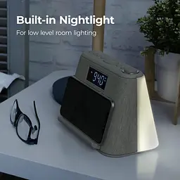 Будильник i-box Bedside, будильник з бездротовою зарядкою, Bluetooth-динамік, FM-радіо, бездротовий зарядний пристрій Qi - мініатюра 2