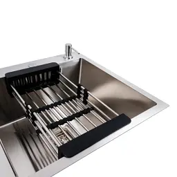 Кухонна мийка Platinum Handmade 78x50С L з нержавіючої сталі 3.0 мм квадратний сифон 78x50x22 см сатин - мініатюра 6