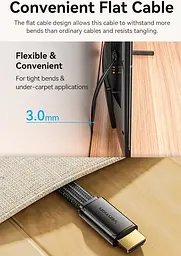 Кабель HDMI M-M, 2.0 м, V2.1, 8K 60Гц, плоский з обплетенням, Vention - мініатюра 7
