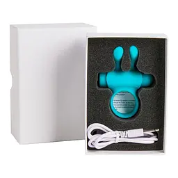 Ерекційне віброкільце S Pleasures Premium Rabbit Ring бірюзове, зі знімною віброкулею та вушками - мініатюра 3