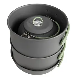 Набір посуду Bo-Camp Explorer XL 4 Pieces Hard Anodized Grey/Green (2200249), Сірий - мініатюра 11