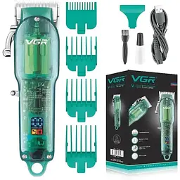 Професійна стрижкова машинка VGR Professional Clipper Transparent Green V-660 - мініатюра 6