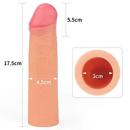 Еластична подовжуюча насадка на член Lovetoy Revolutionary Silicone Nature Extender, +5 см (тілесний) - мініатюра 4