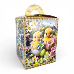 Коробка для великодньої паски з віконцем 14×14×18,7 см, подарункова, на 400 г