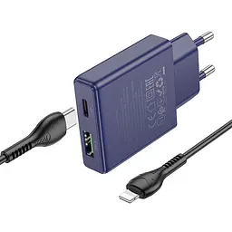 МЗП Hoco N45 Biscuit PD30W+QC3.0 + Type-C to Lightning Titanium blue - мініатюра 2