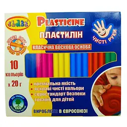 Пластилін "CLASS" "Чисті руки MAXI" 10 кол. /7645С/ восковий 200 гр. (1/40) - мініатюра 1