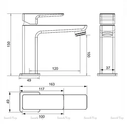 Змішувач для умивальника Omnires Parma grafit (PM7410GR) - мініатюра 4