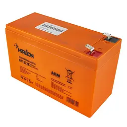 Акумуляторна батарея Merlion 12V 7.2Ah AGM, 2.1kg, помаранчевий, розміри: 160х65х95мм (ІБП UPS) (GP1272F2 PREMIUM)