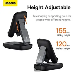 Підставка для ґаджетів Baseus Seashell Series Folding Phone Stand B10551500111-00 Black - мініатюра 5