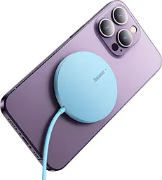 Бездротовий зарядний пристрій Baseus Simple Mini3 Magnetic Wireless Charger 15W Blue (CCJJ040303) [90316] - мініатюра 5