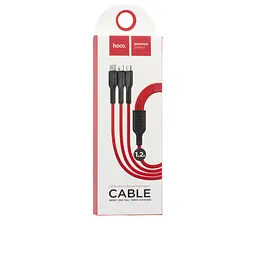 Кабель Hoco U31 Benay one pull three charging cable, Lightning + Micro + Type-c Red - мініатюра 2