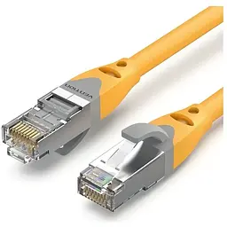 Патч-корд 0.3м, S/FTP cat 6a RJ-45 yellow Vention (IBHYAA)