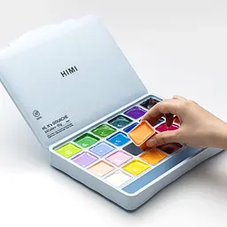 Набір гуашевих фарб Jelly Cup 24×30 мл блакитний пластиковий пенал HIMI (6974712453628) - мініатюра 11