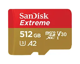 Карта пам'яті microSDXC (UHS-1 U3) SanDisk Extreme A2 512Gb class 10 V30 (R190MB/s,W130MB/s) (adapter SD) (SDSQXAV-512G-GN6MA) - мініатюра 3