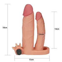 Насадка на пеніс Lovetoy Pleasure X-Tender Double, 18 см (тілесний) - мініатюра 5