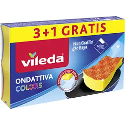 Губки кухонні Vileda Pur Active Colors для тефлону 4 шт. (4023103208049) - мініатюра 2