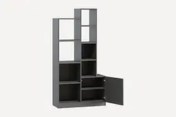 Стелаж Moreli Paul FPA-0003 з відкритими полицями та дверцятами 840х1650х370 мм Антрацит