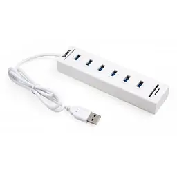 Концентратор Vinga 6xUSB2.0 + card-reader with switch 0.8m (VCP2H6USBCRSWWH) - мініатюра 2