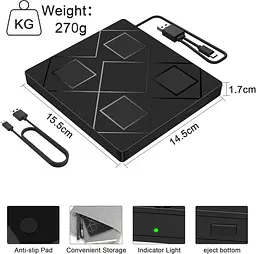 Зовнішній CD/DVD привід BEVA USB 3.0/Type-C із SD/TF слотами та USB-хабом - мініатюра 2