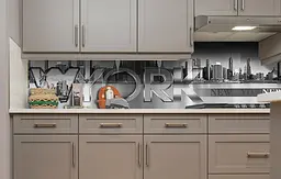 Вініловий кухонний фартух Нью-Йорк наклейка для кухні ПВХ 60х300 см Місто Сірий Happy Pocket Z181852 - мініатюра 4