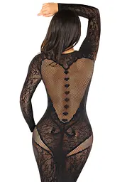 Сукня з довгим рукавом Leg Avenue Lace and Net Bodycon Gown One Size, Black - мініатюра 6