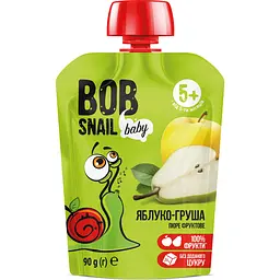 Пюре фруктове Bob Snail Яблуко-Груша, пастеризоване 900 г (10 шт. по 90 г) - мініатюра 2