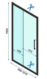 Душова кабіна Rea Rapid Slide 80x100 black REA-K6421 + REA-K6400, Чорний матовий, Універсальна, прозрачний, Чорний матовий - мініатюра 6