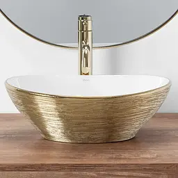 Умивальник Rea Sofia 41x34,5 brush gold (REA-U3697), Глянцева - мініатюра 6
