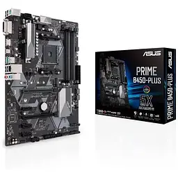 Материнська плата Asus Prime AM4 (B450) B450-PLUS, B450, 4xDDR4, CrossFire, Int.Video(CPU), 6xSATA3, 1xM.2, 1xPCI-E 16x 3.0, 1xPCI-E 16x 2. ALC887-VD2, RTL8111H, 6xUSB3.1/8xUSB2.0, DVI-D/HDMI, ATX - мініатюра 2