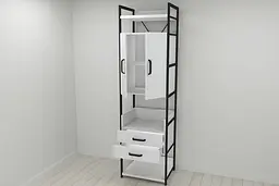 Шафа Гардероб Уні секція 5 серії Конект Ferrum-decor 220x60x50см Чорний метал ДСП Білий 32 мм (FRD-104511) - мініатюра 2