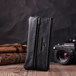 Містка шкіряна ключниця на блискавці ST Leather 22556 чорна - мініатюра 8
