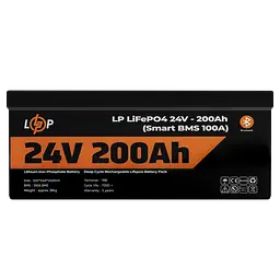 Акумулятор LP LiFePO4 24V (25,6V) - 200 Ah (5120Wh) (Smart BMS 100А) з BT пластик для ДБЖ - мініатюра 2