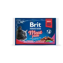 Набір вологих кормів Brit Premium Cat Pouch Бріт Преміум «М'ясна тарілка» для котів, 4 шт х 100 г